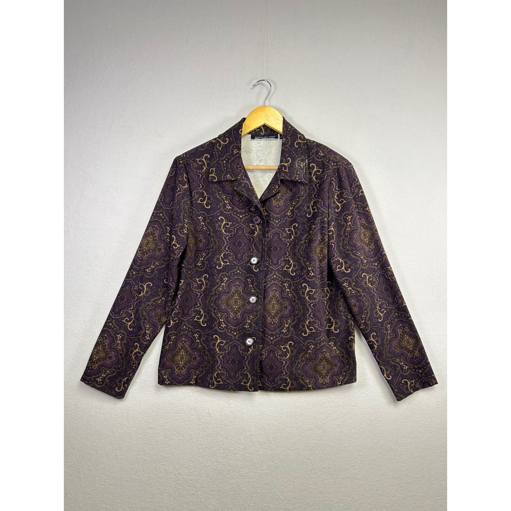 Briggs New York Womens Paisley Blazer Jacket‎ Purple Gold Size M